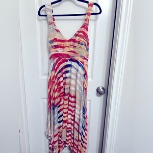 Multicolored Ruched Tiered Maxi Sundress